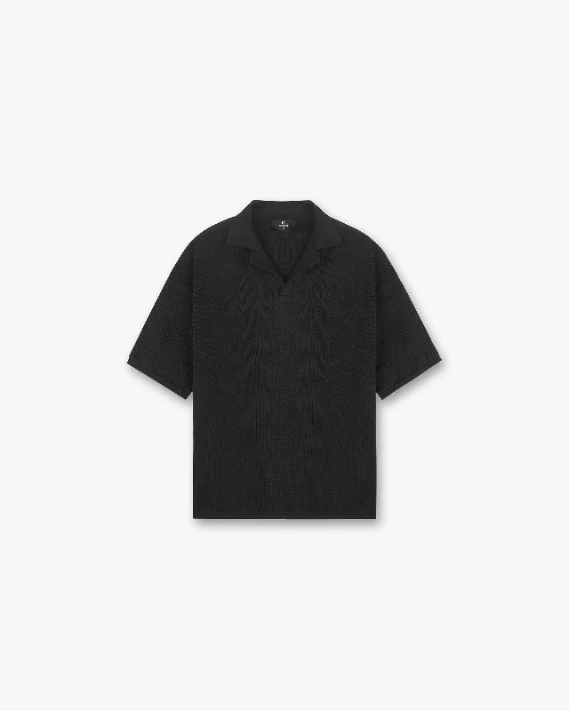 Open Stitch Polo - Black