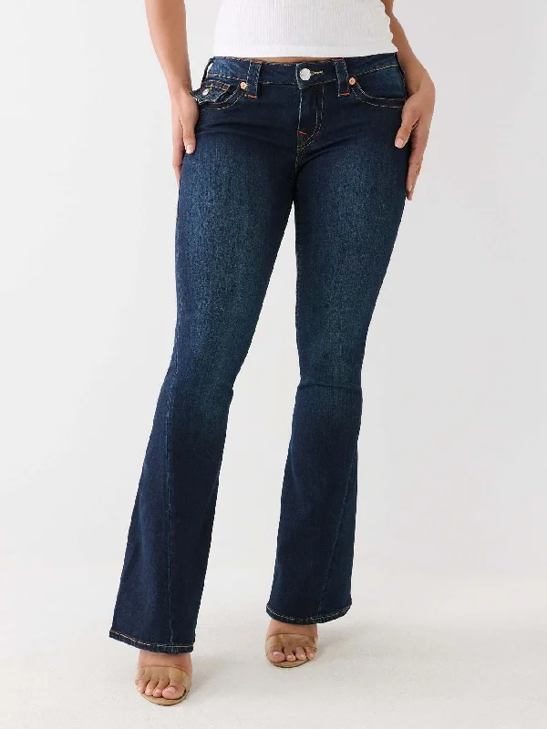 True Religion Women Blue Solid Flared Low-Rise Jeans