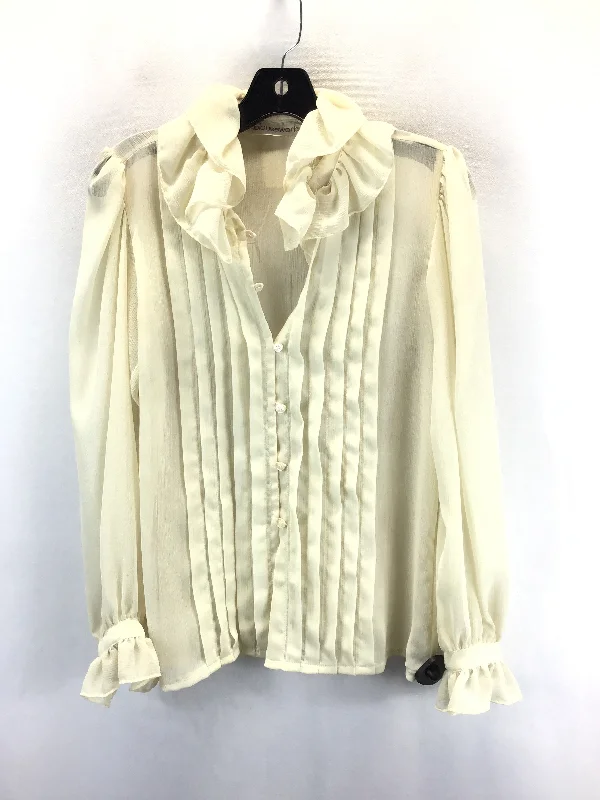 Blouse Long Sleeve By Clothes Mentor In Cream, Size: 10