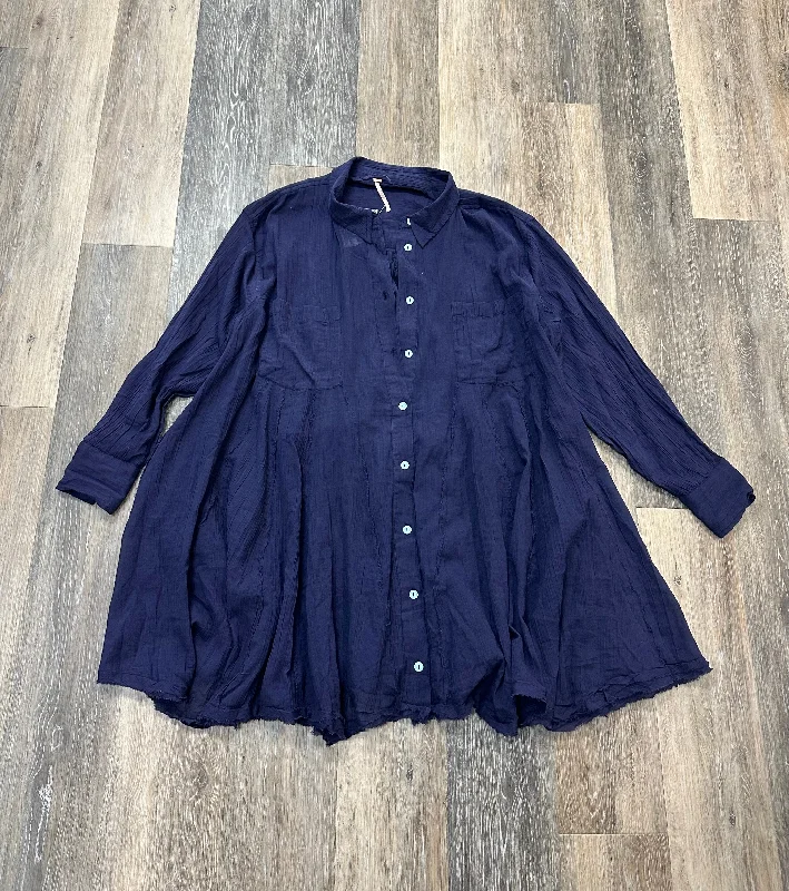 Blouse Long Sleeve By Free People In Navy, Size: Xl