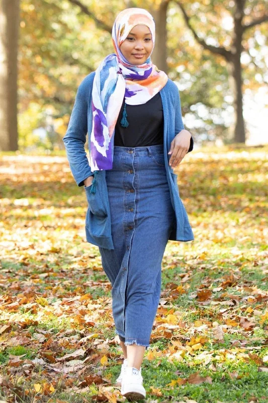 Button Down Jean Maxi Skirt