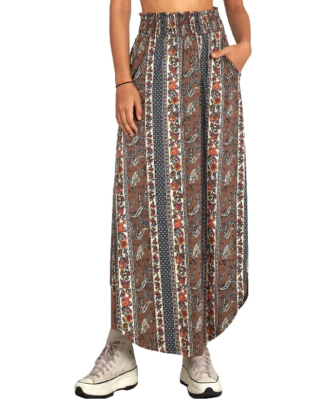 Curved Hem Flowy Maxi Skirt - Mocha