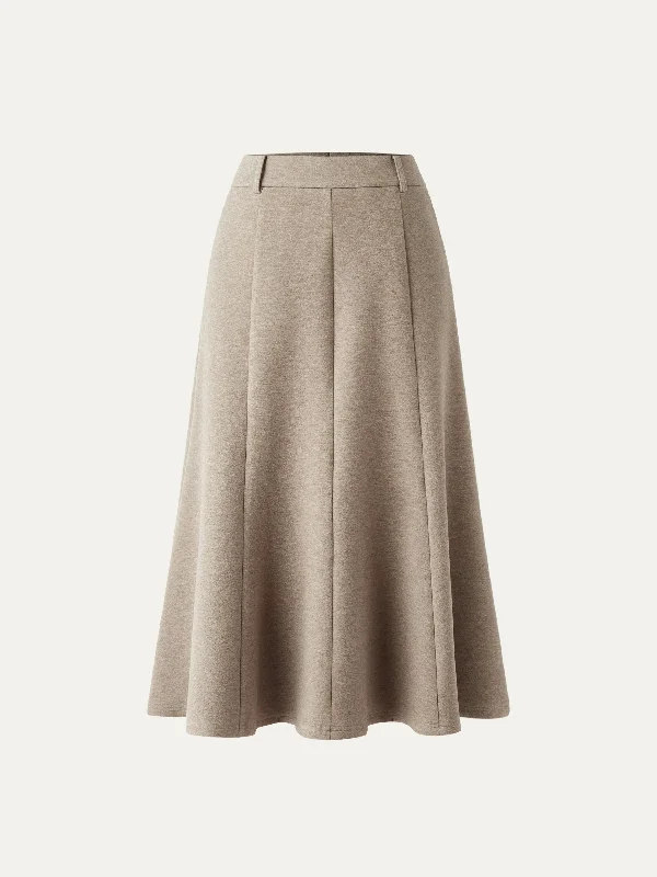 High Waisted Umbrella Hem Midi Skirt