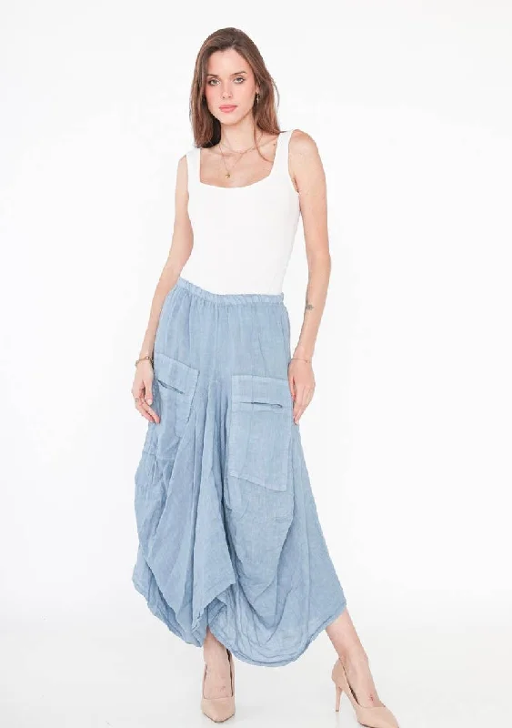 Flowing Linen Skirt 7199 with Pockets