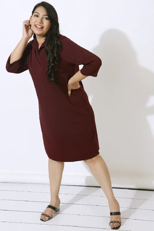 Plus Size Wine Polo Dress