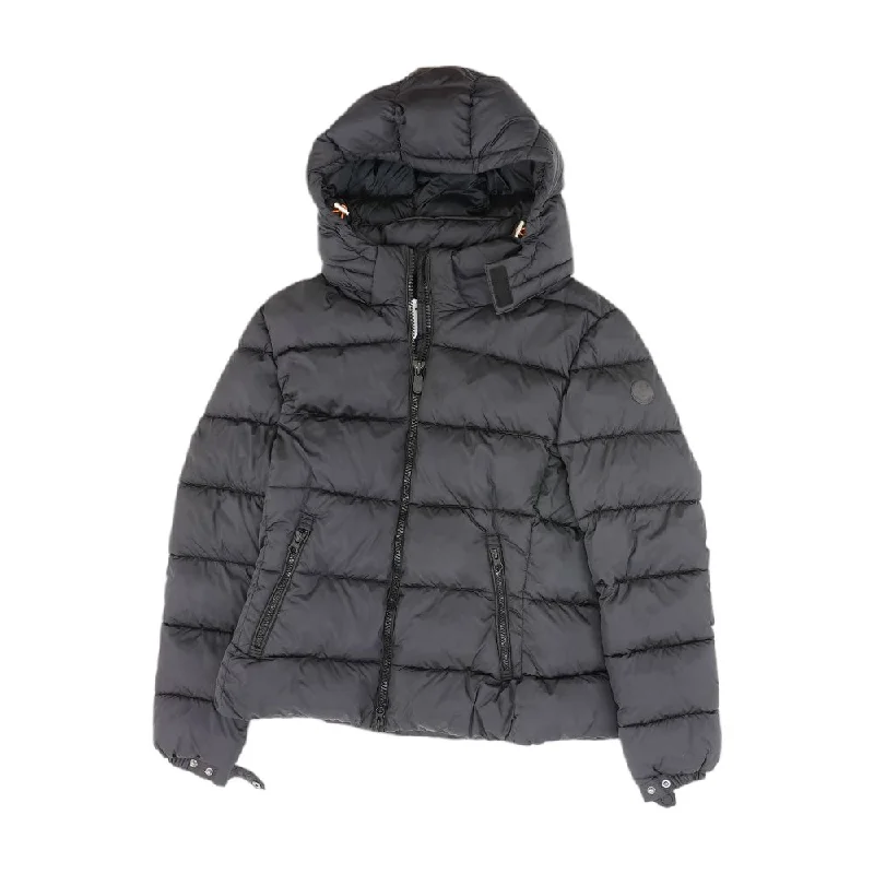 Black Solid Puffer Jacket