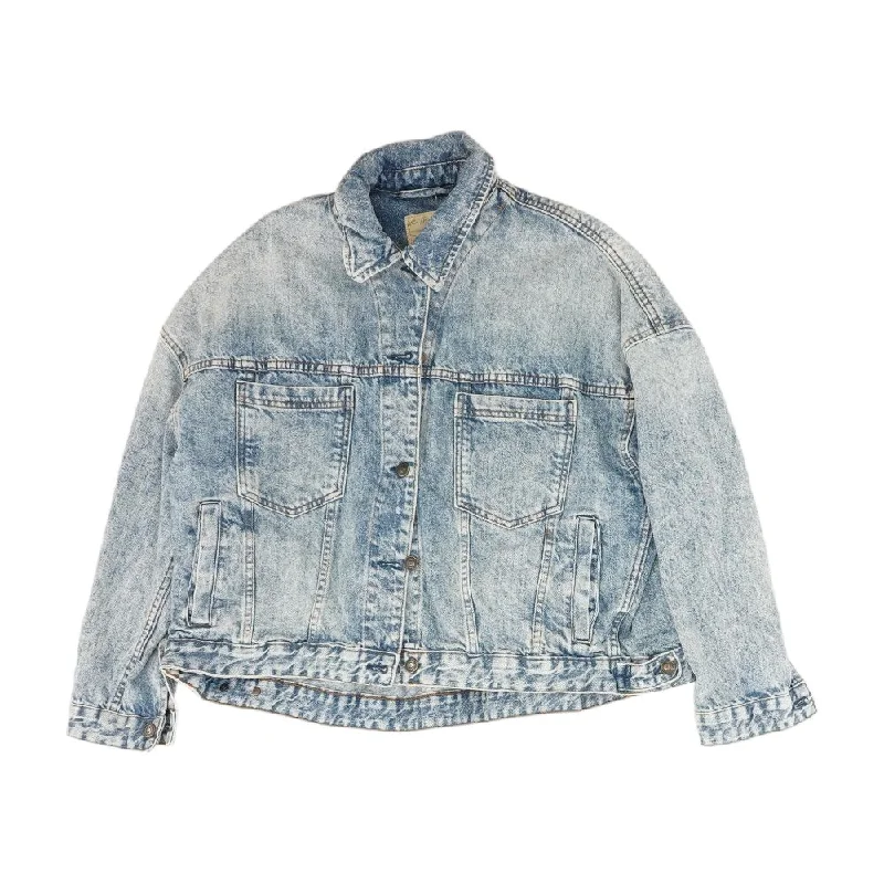 Blue Solid Denim Jacket