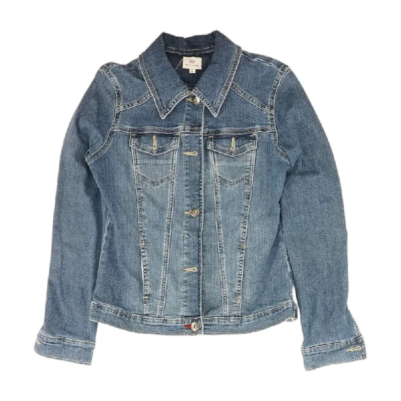 Blue Solid Denim Jacket