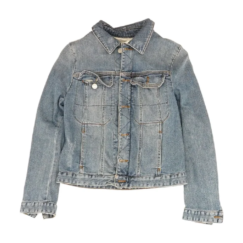 Blue Solid Denim Jacket