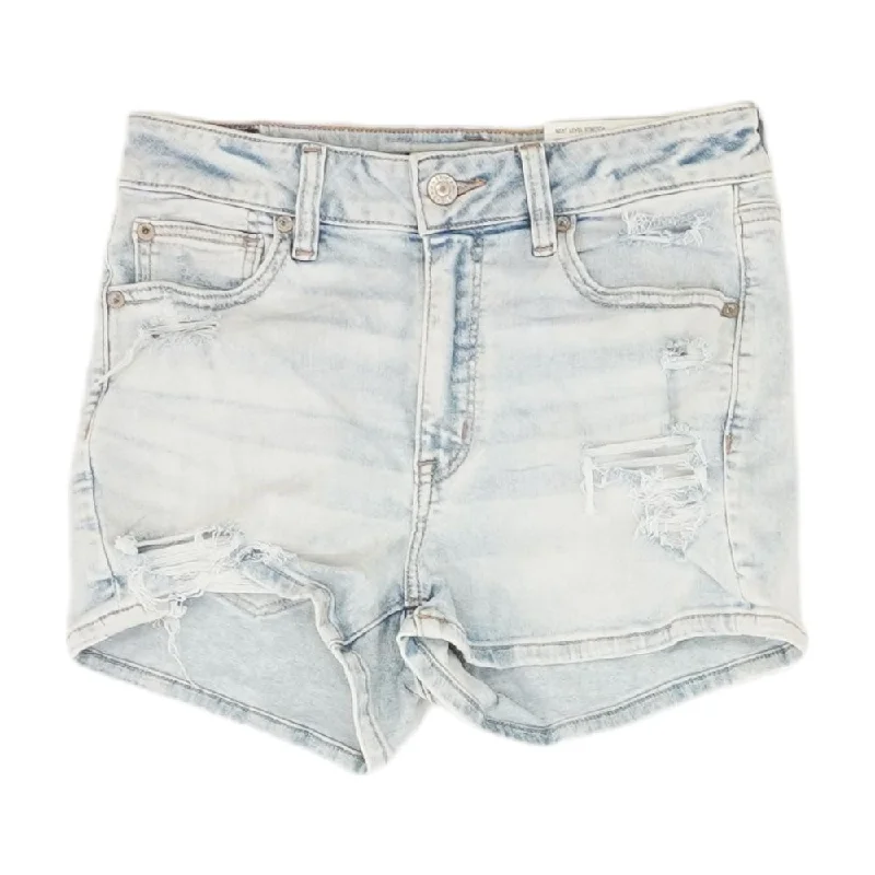 Blue Solid Denim Shorts