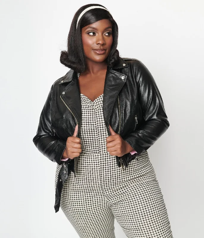 Unique Vintage Plus Size Black Leather Jacket