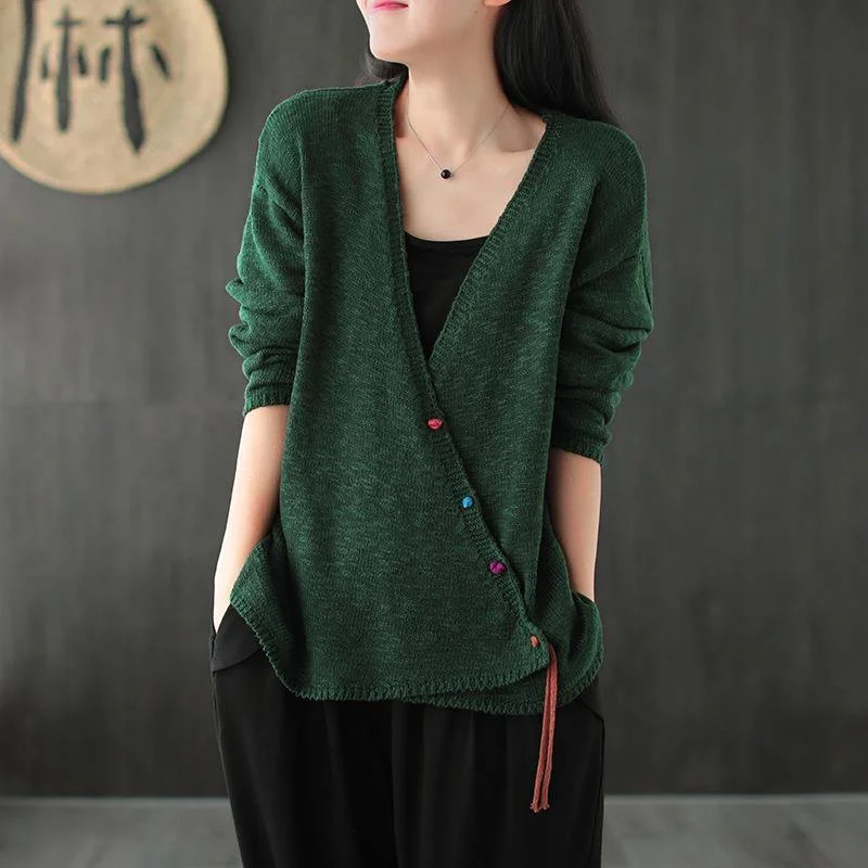 Oversize Women Knit Vintage V-neck Coat ( Limited Stock)