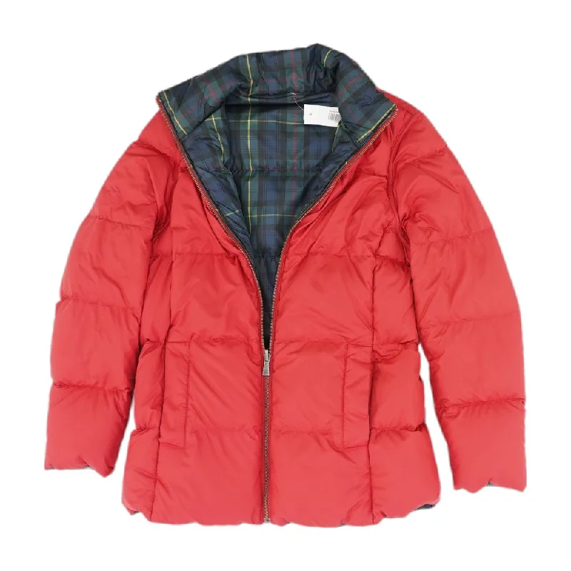 Red Solid Puffer Jacket