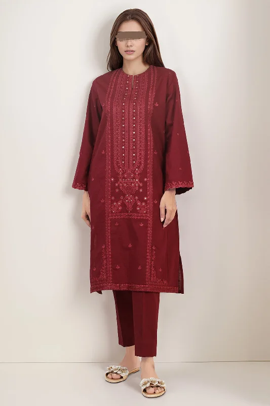 Solid Embroidered Cross Hatch Stitched 2 Piece (Shirt/Trouser)