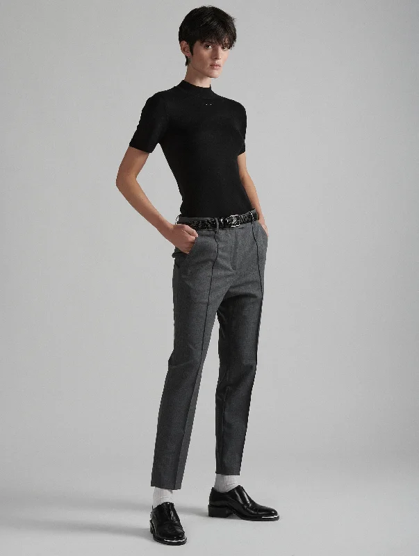 Grey stretch wool gabardine roxy trousers