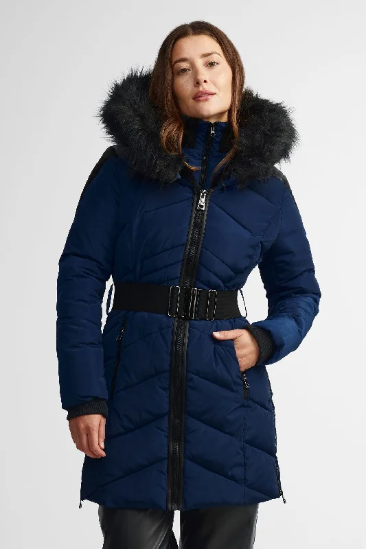 Manteau d'hiver capuchon fourrure - Femme