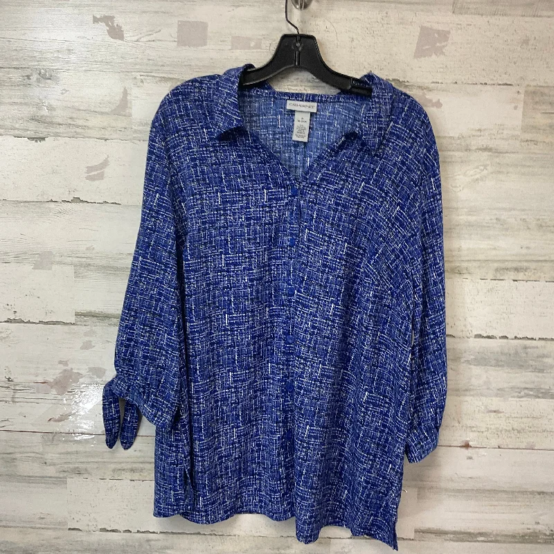 Top 3/4 Sleeve By Catherines In Blue, Size: 1x