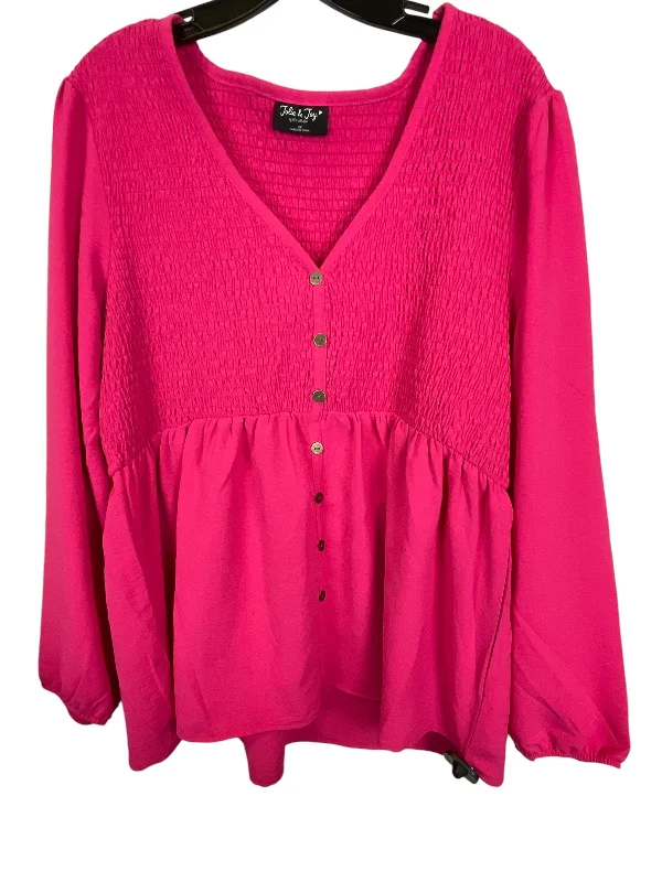 Top Long Sleeve By Clothes Mentor In Pink, Size: 2x