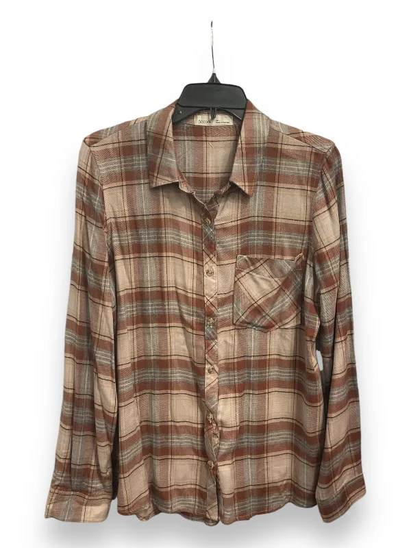 Top Long Sleeve By Clothes Mentor In Plaid Pattern, Size: S