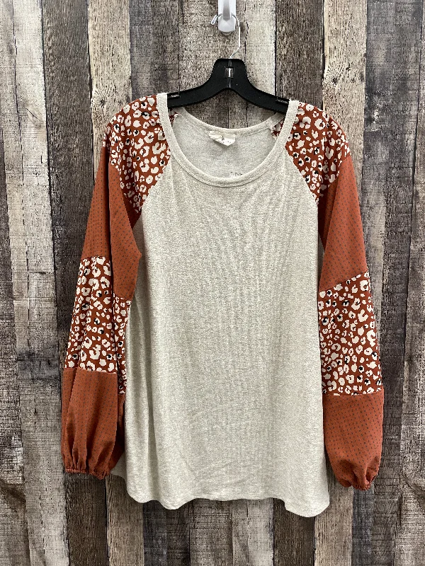 Top Long Sleeve By Cme In Beige, Size: Xl