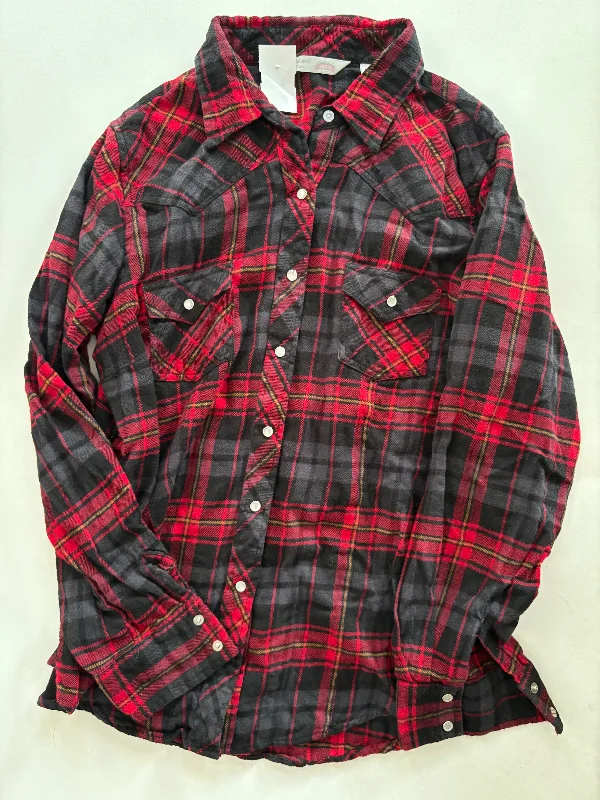 Top Long Sleeve By Cumberland In Plaid, Size: M