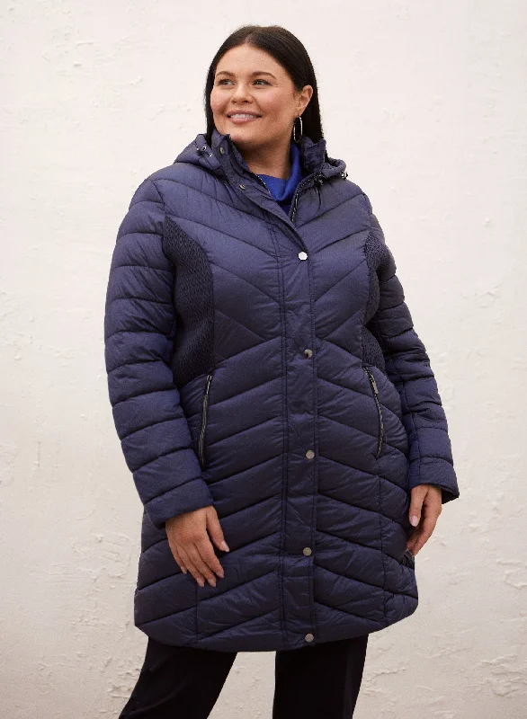 Vegan Down Chevron Quilted Coat