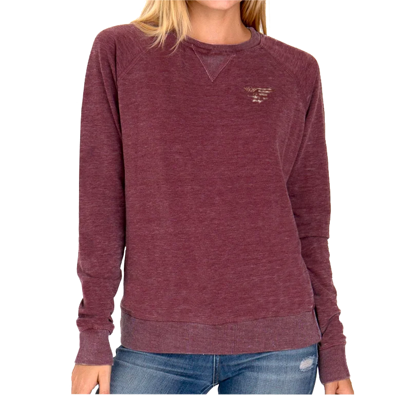 Ladies Maroon Classic Crew Sweatshirt with Trident