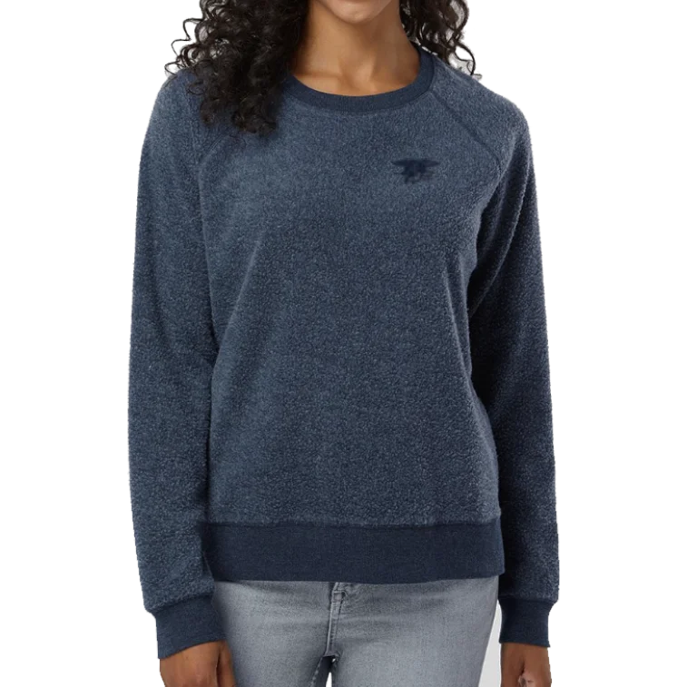 Ladies Trident Navy Fleece Out Crew Sweatshirt