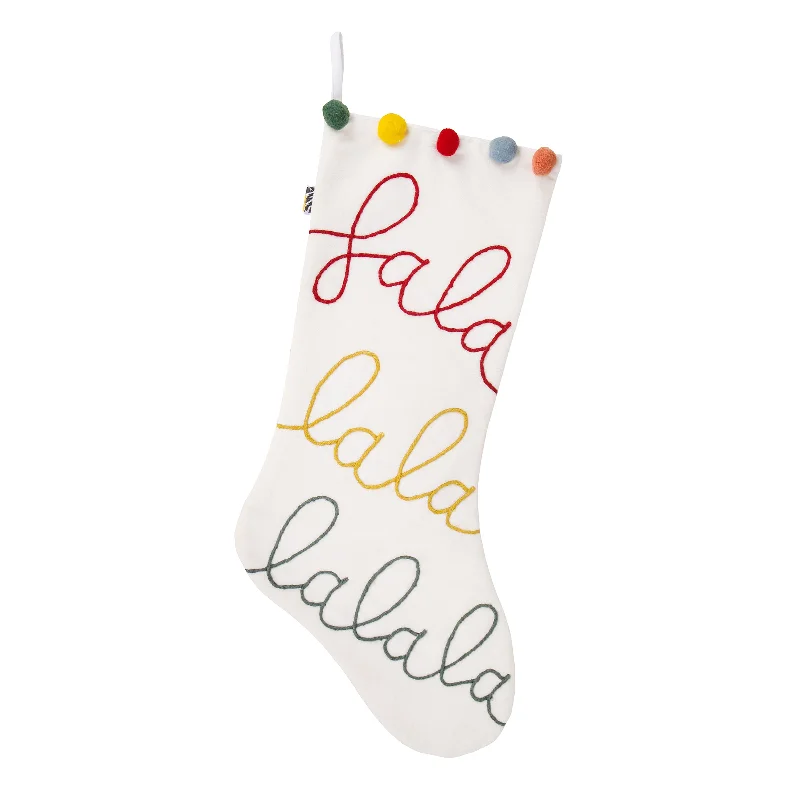 20 in. HGTV Home Collection White Fa La La Stocking