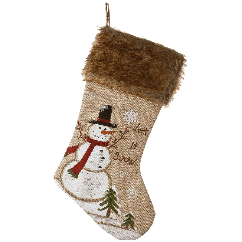 21 in. Alpine Collection Black Hat Snowman Stocking