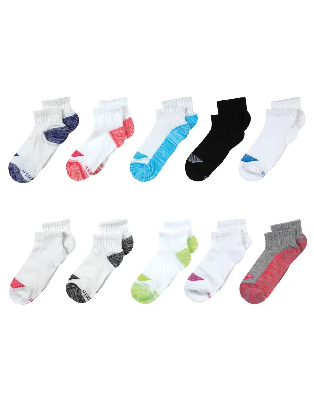 Hanes Girls Cool Comfort Ankle Socks 10-Pack