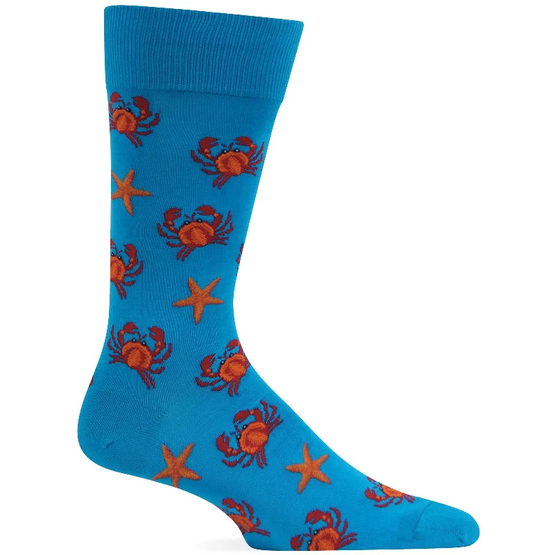 Hot Sox Mens Crab and Starfish Crew Socks