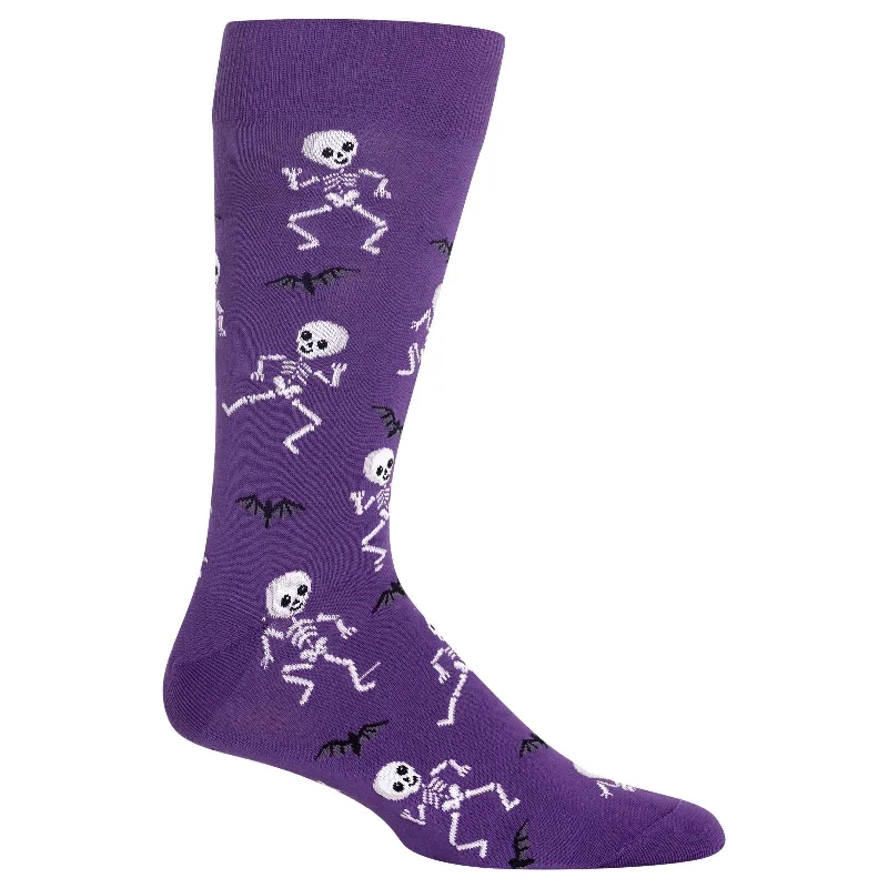 Hot Sox Mens Dancing Skeletons Crew Socks