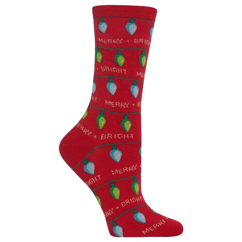 Hot Sox Womens Christmas Lights Crew Socks