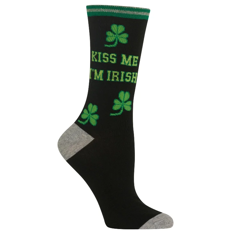 Hot Sox Womens Kiss Me Im Irish Crew Socks