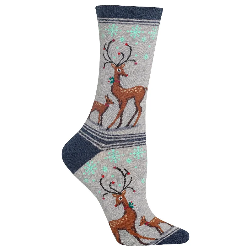 Hot Sox Womens Reindeers Crew Socks