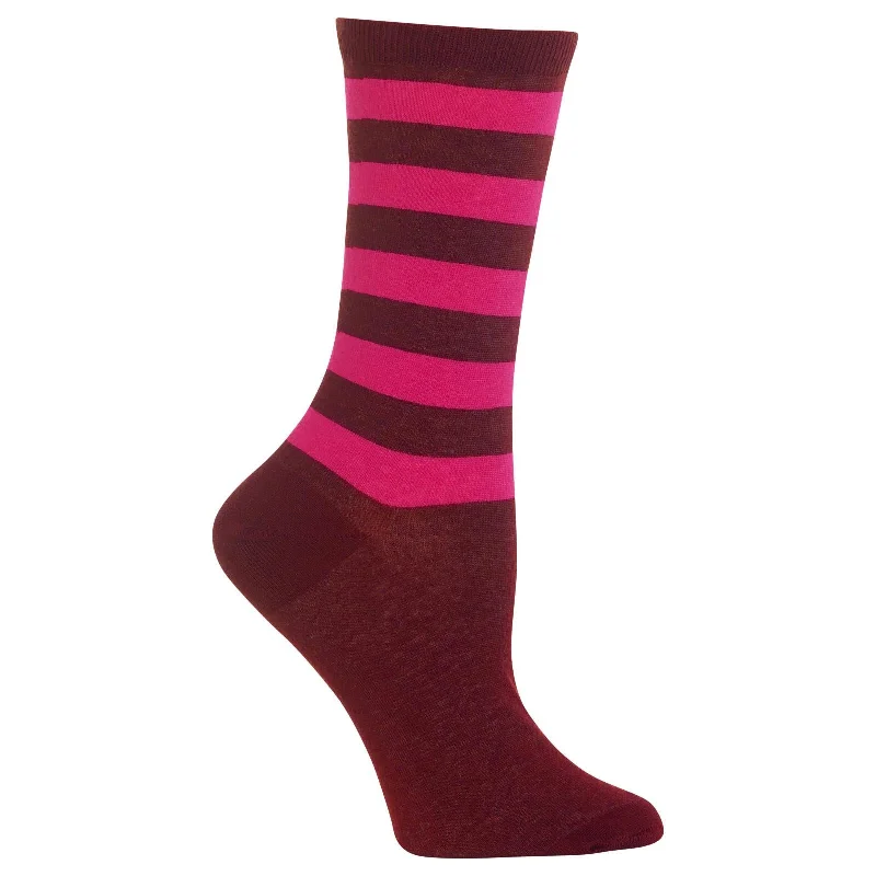 Hot Sox Womens Top Stripe Crew Socks