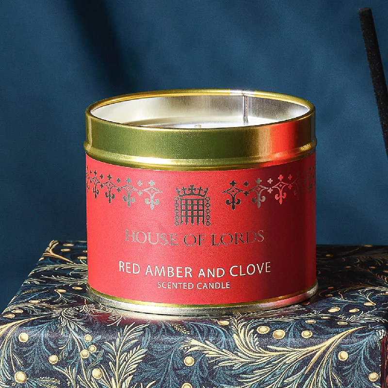 House of Lords Red Amber and Clove Candle in a Tin