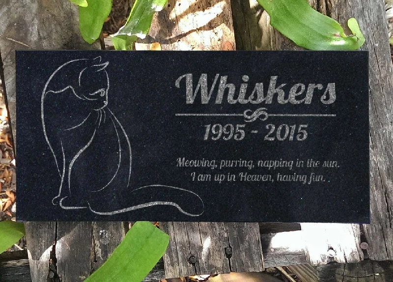 Cat Silhouette | Memorial Stone Personalized Outdoor Waterproof Black Granite