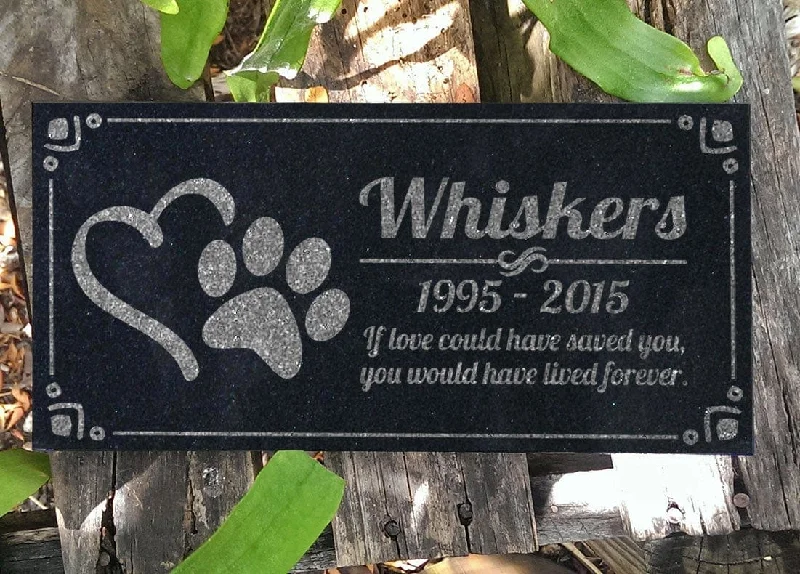 Paw Heart | Memorial Stone Black Granite for Pets